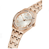 Guess Cosmo Diamonds Silver Dial Rose Gold Steel Strap Watch For Women - GW0033L3
