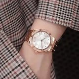 Guess Cosmo Diamonds Silver Dial Rose Gold Steel Strap Watch For Women - GW0033L3