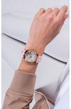 Guess Cosmo Diamonds Silver Dial Pink Silicone Strap Watch for Women - GW0034L3