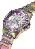 Guess Lady Frontier Diamonds Silver Dial Multicolor Steel Strap Watch for Women - GW0044L1