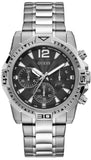 Guess Commander Chronograph Black Dial Silver Steel Strap Watch for Men - GW0056G1