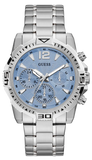 Guess Commander Chronograph Blue Dial Silver Steel Strap Watch for Men - GW0056G2