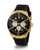 Guess Poseidon Chronograph Black Dial Black Rubber Strap Watch for Men - GW0057G1