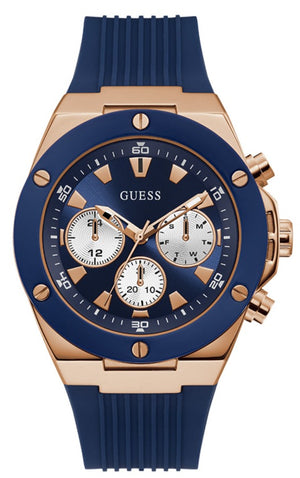 Guess Poseidon Blue Dial Blue Rubber Strap Watch for Men - GW0057G2