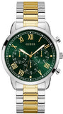 Guess Hendrix Green Dial Two Tone Steel Strap Watch For Men - GW0066G2