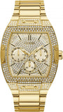 Guess Phoenix Multifunction Crystals Gold Dial Gold Steel Strap Watch For Men - GW0094G2