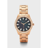 Guess Sparkler Diamonds Black Dial Rose Gold Steel Strap Watch for Women - GW0111L3