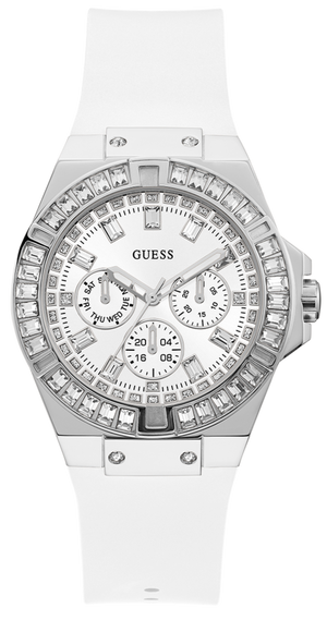 Guess Venus Diamonds White Dial White Rubber Strap Watch for Women - GW0118L3
