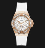 Guess Venus Diamonds White Dial White Rubber Strap Watch for Women - GW0118L4