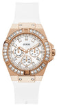 Guess Venus Diamonds White Dial White Rubber Strap Watch for Women - GW0118L4