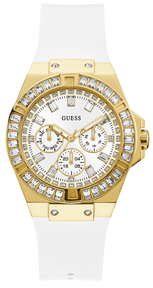 Guess Venus Diamonds White Dial White Rubber Strap Watch for Women - GW0118L5