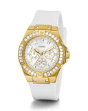 Guess Venus Diamonds White Dial White Rubber Strap Watch for Women - GW0118L5