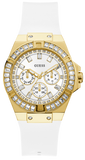 Guess Venus Diamonds White Dial White Rubber Strap Watch for Women - GW0118L5