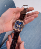 Guess Phoenix Multifunction Blue Dial Brown Leather Strap Watch for Men - GW0202G2