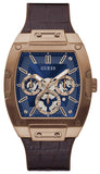 Guess Phoenix Multifunction Blue Dial Brown Leather Strap Watch for Men - GW0202G2