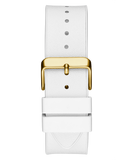 Guess Phoenix Multifunction Gold Dial White Leather Strap Watch for Men - GW0202G6