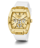 Guess Phoenix Multifunction Gold Dial White Leather Strap Watch for Men - GW0202G6