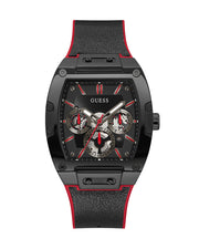 Guess Phoenix Multifunction Black Dial Black & Red Rubber Strap Watch for Men - GW0202G7