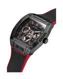 Guess Phoenix Multifunction Black Dial Black & Red Rubber Strap Watch for Men - GW0202G7