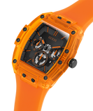 Guess Phoenix Multifunction Black Dial Orange Rubber Strap Watch For Men - GW0203G10