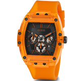 Guess Phoenix Multifunction Black Dial Orange Rubber Strap Watch For Men - GW0203G10