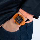 Guess Phoenix Multifunction Black Dial Orange Rubber Strap Watch For Men - GW0203G10