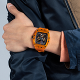 Guess Phoenix Multifunction Black Dial Orange Rubber Strap Watch For Men - GW0203G10