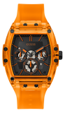 Guess Phoenix Multifunction Black Dial Orange Rubber Strap Watch For Men - GW0203G10