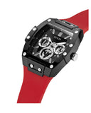 Guess Phoenix Multifunction Black Dial Red Rubber Strap Watch for Men - GW0203G4