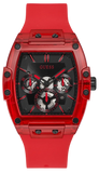 Guess Phoenix Multifunction Black Dial Red Rubber Strap Watch for Men - GW0203G5