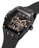 Guess Phoenix Multifunction Black Dial Black Silicone Strap Watch For Men - GW0203G8