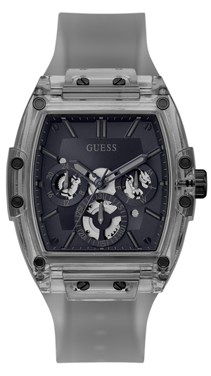 Guess Phoenix Multifunction Black Dial Grey Silicone Strap Watch For Men - GW0203G9