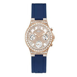 Guess Moonlight Diamonds White Dial Blue Rubber Strap Watch for Women - GW0257L3