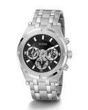 Guess Continental Black Dial Silver Steel Strap Watch for Men - GW0260G1