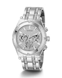 Guess Continental Silver Dial Silver Steel Strap Watch for Men - GW0261G1