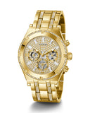 Guess Continental Diamonds Gold Dial Gold Steel Strap Watch for Men - GW0261G2