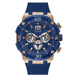 Guess Navigator Chronograph Blue Dial Blue Rubber Strap Watch for Men - GW0264G4