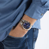 Guess Connoisseur Quartz Blue Dial Two Tone Steel Strap Watch For Men - GW0265G12