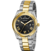 Guess Connoisseur Black Dial Two Tone Steel Strap Watch for Men - GW0265G5
