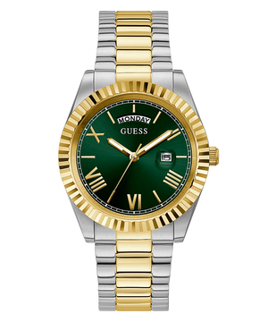 Guess Connoisseur Green Dial Two Tone Steel Strap Watch for Men - GW0265G8
