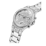 Guess Moonlight Multi Function Diamonds Silver Dial Silver Steel Strap Watch for Women - GW0320L1