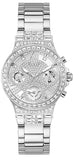 Guess Moonlight Multi Function Diamonds Silver Dial Silver Steel Strap Watch for Women - GW0320L1