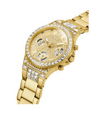 Guess Moonlight Multi Function Diamonds Gold Dial Gold Steel Strap Watch for Women - GW0320L2