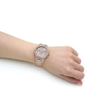 Guess Glitz Multi Function Diamonds Pink Dial Rose Gold Steel Strap Watch for Women - GW0320L6