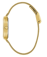 Guess Quartz Red Dial Gold Mesh Strap Watch For Women - GW0354L4