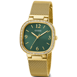 Guess Quartz Green Dial Gold Mesh Strap Watch For Women - GW0354L5