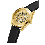 Guess Tailor Gold Dial Black Leather Strap Watch for Men - GW0389G2