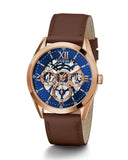 Guess Tailor Analog Blue Dial Brown Leather Strap Watch for Men - GW0389G3