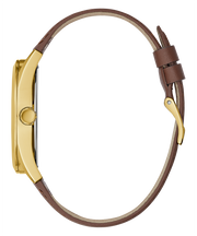 Guess Multifunction Chronograph Gold Dial Brown Leather Strap Watch For Men - GW0389G5
