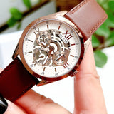 Guess Multi-Function Chronograph White Dial Brown Leather Strap Watch For Men - GW0389G8